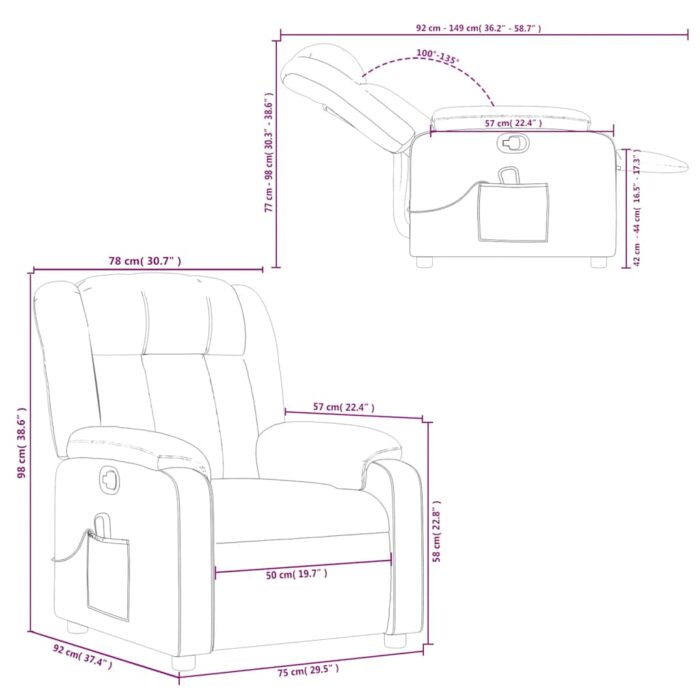 Fauteuil inclinable de massage Crème Similicuir – Image 11
