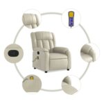 Fauteuil inclinable de massage Crème Similicuir – Image 4