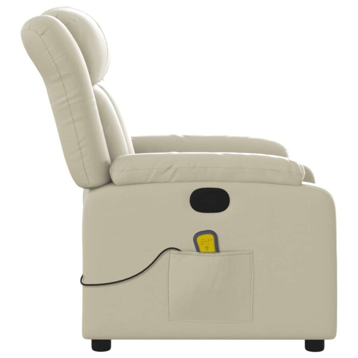 Fauteuil inclinable de massage Crème Similicuir – Image 6