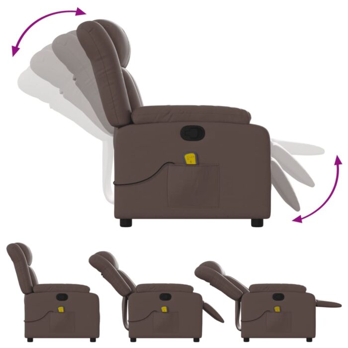 Fauteuil de massage inclinable Marron Similicuir – Image 3