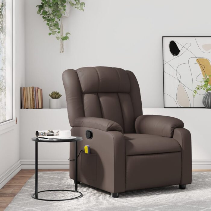 Fauteuil de massage inclinable Marron Similicuir – Image 1