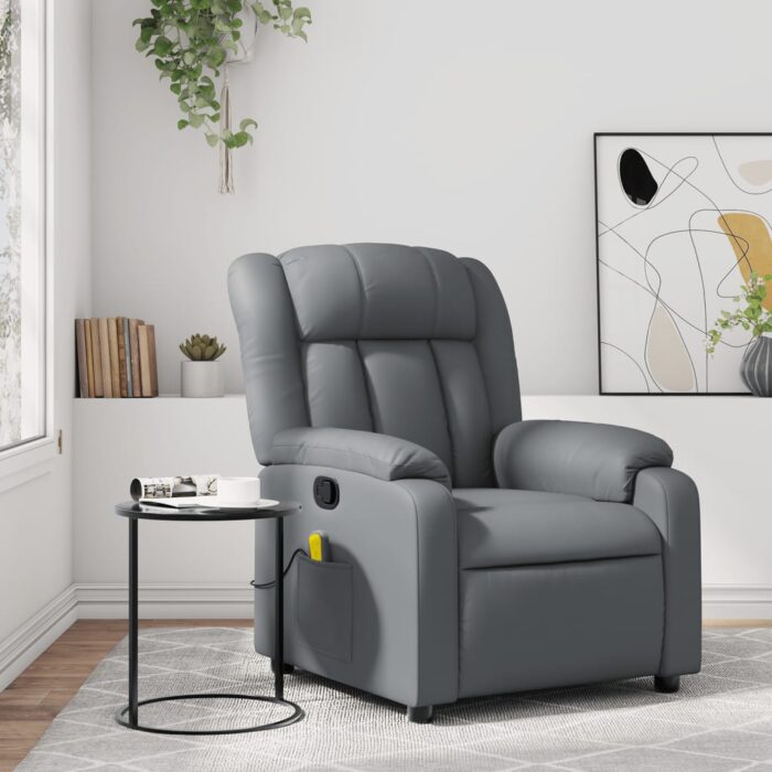 Fauteuil de massage inclinable Gris Similicuir – Image 1