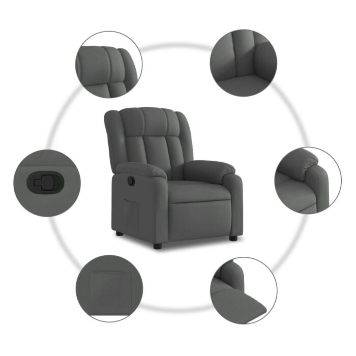 Fauteuil inclinable Gris foncé Tissu – Image 3