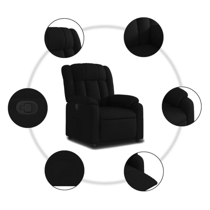 Fauteuil inclinable Noir Tissu – Image 3