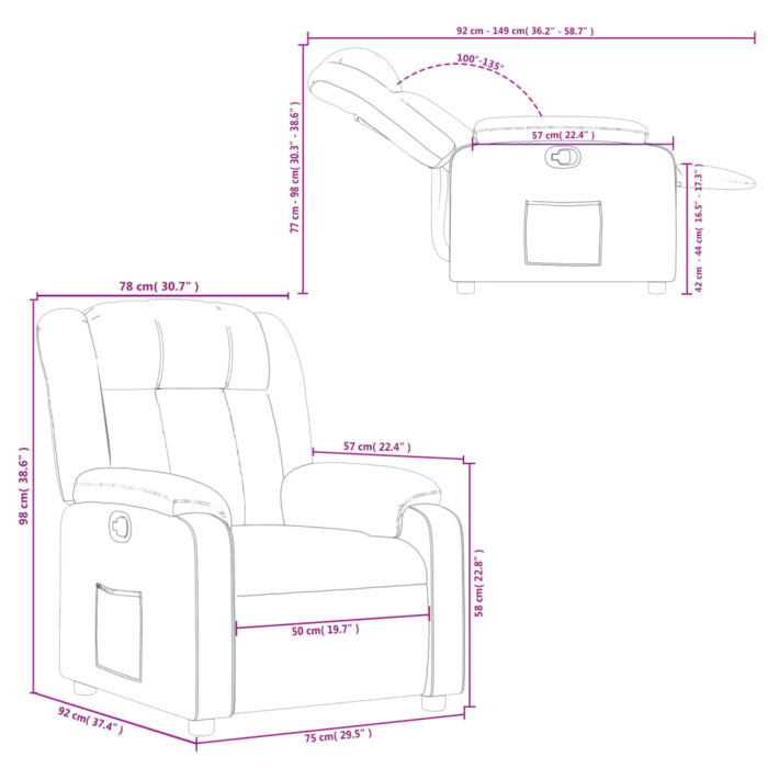 Fauteuil inclinable Noir Tissu – Image 9