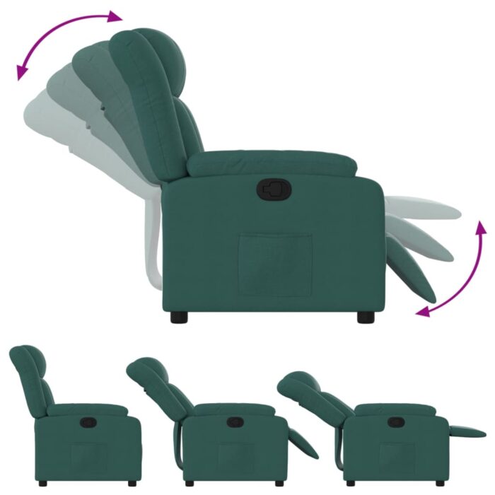 Fauteuil inclinable Vert foncé Tissu – Image 2