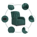 Fauteuil inclinable Vert foncé Tissu – Image 3