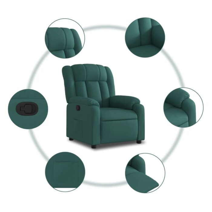 Fauteuil inclinable Vert foncé Tissu – Image 3
