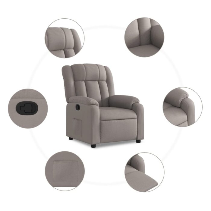 Fauteuil inclinable Taupe Tissu – Image 3