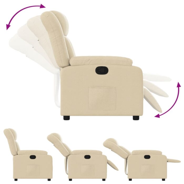 Fauteuil inclinable Crème Tissu – Image 2