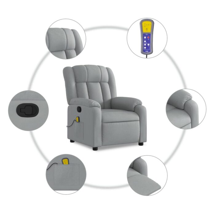 Fauteuil de massage inclinable Gris clair Tissu – Image 4