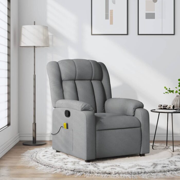 Fauteuil de massage inclinable Gris clair Tissu – Image 1