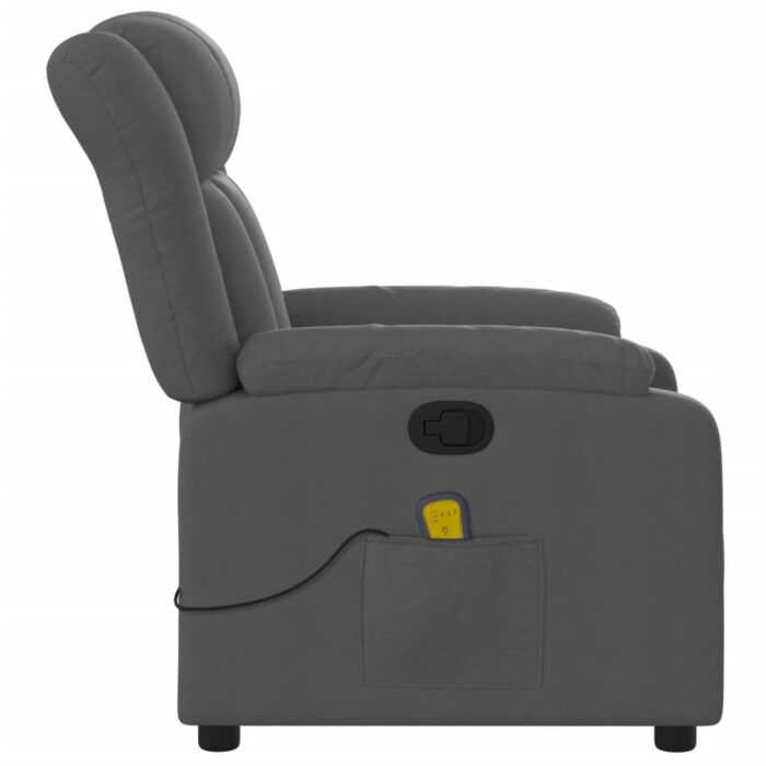 Fauteuil de massage inclinable Gris foncé Tissu – Image 6