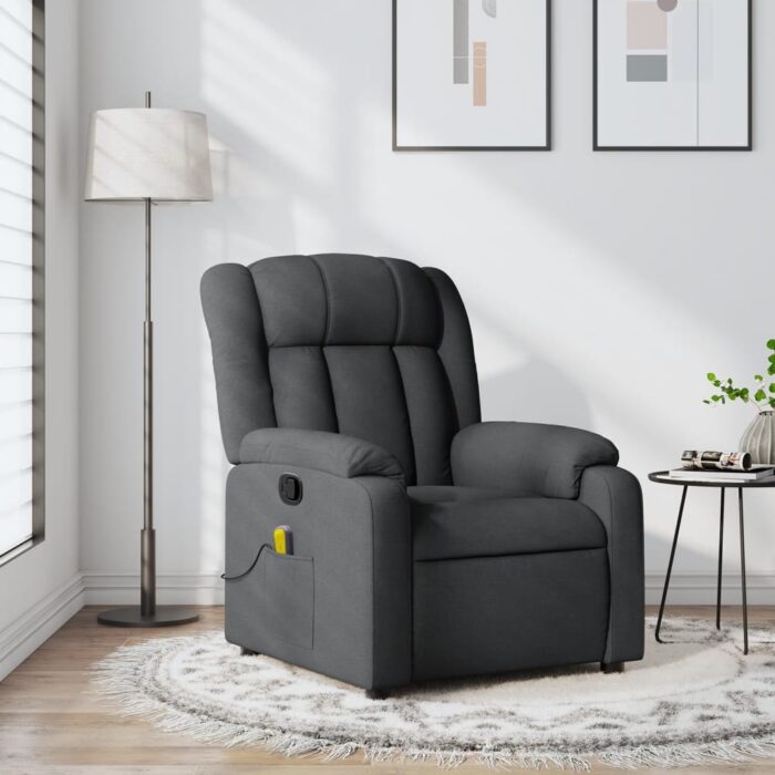 Fauteuil de massage inclinable Gris foncé Tissu – Image 1
