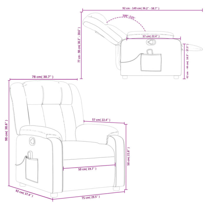 Fauteuil de massage inclinable Noir Tissu – Image 10