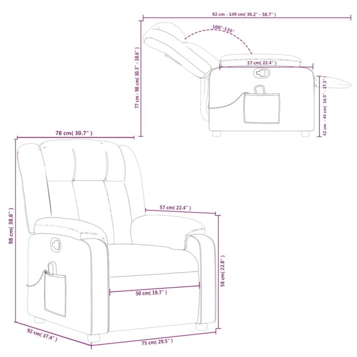 Fauteuil de massage inclinable Noir Tissu – Image 11