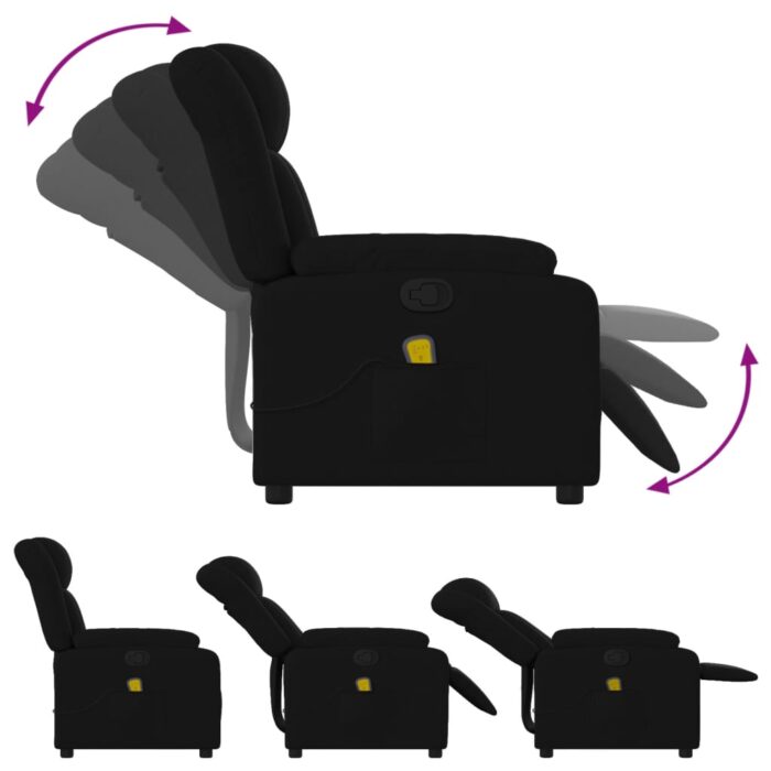 Fauteuil de massage inclinable Noir Tissu – Image 3