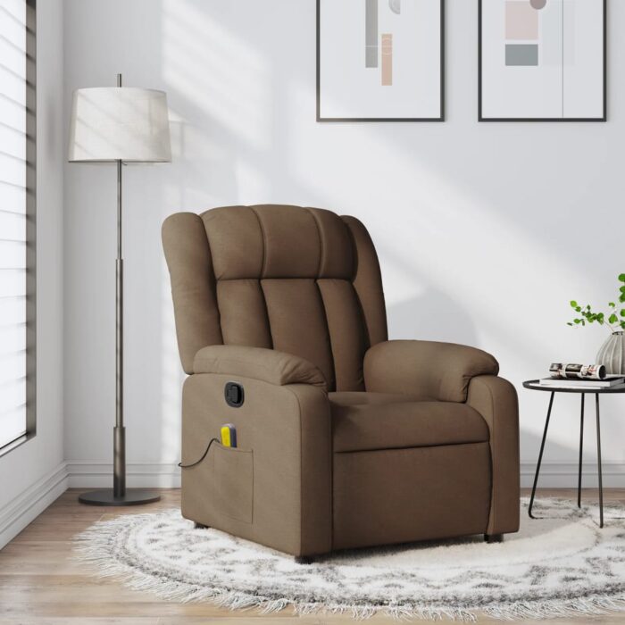 Fauteuil de massage inclinable Marron Tissu – Image 1