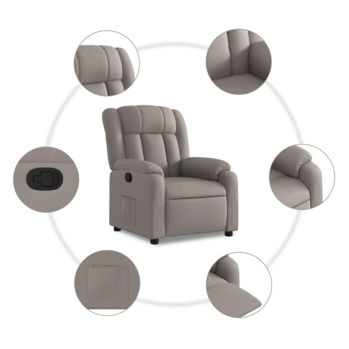 Fauteuil de massage inclinable Taupe Tissu – Image 4