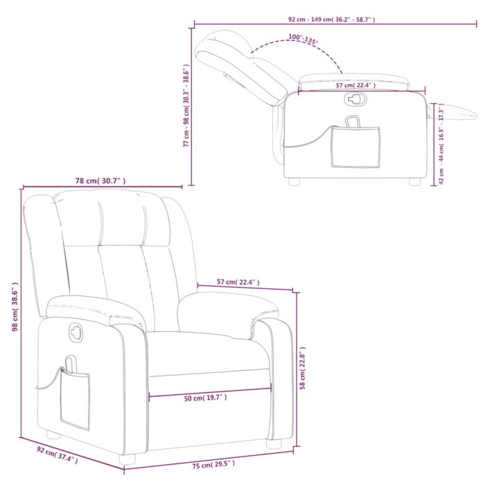 Fauteuil de massage inclinable Crème Tissu – Image 11