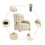 Fauteuil de massage inclinable Crème Tissu – Image 4