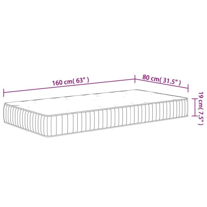 Matelas à ressorts ensachés pour enfants moyen 80x160 cm – Image 6