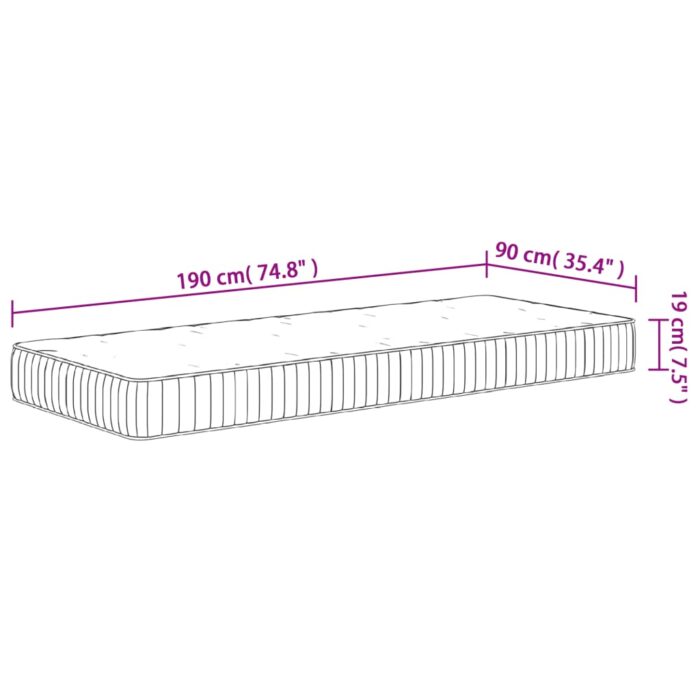 Matelas à ressorts ensachés moyen 90x190 cm – Image 8