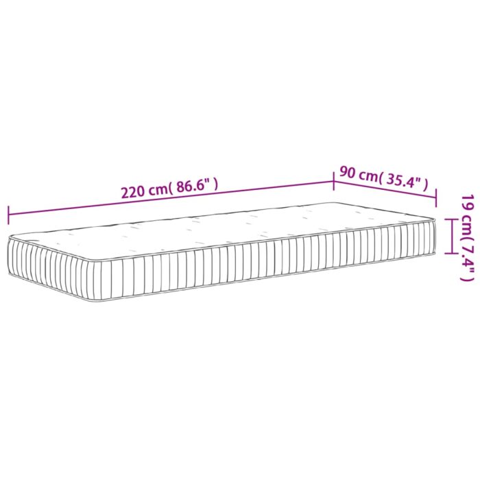 Matelas à ressorts ensachés moyen 90x220 cm – Image 6