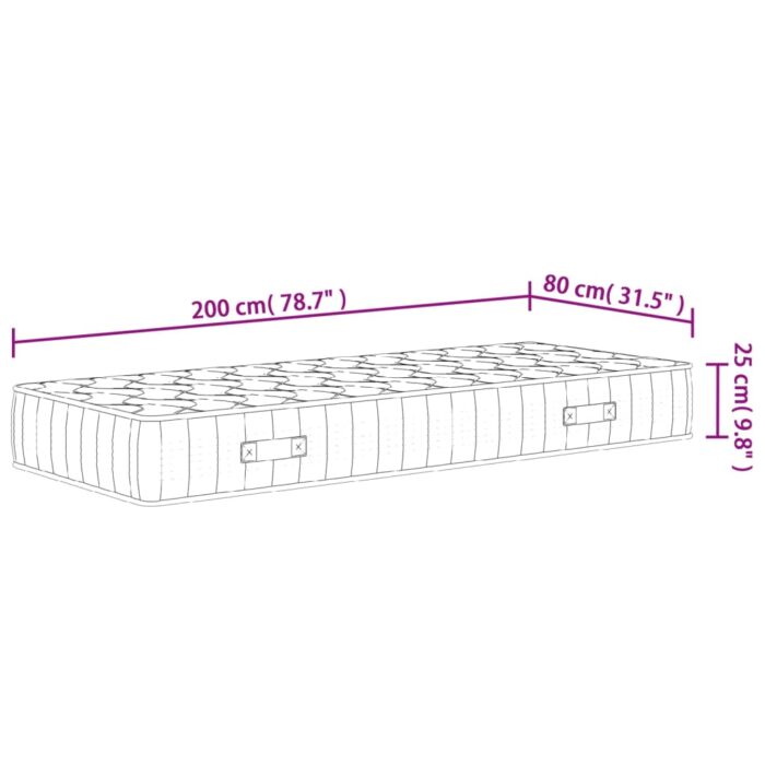 Matelas à ressorts ensachés dureté moyenne 80x200 cm – Image 6