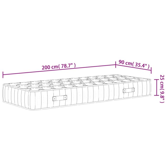Matelas à ressorts ensachés dureté moyenne 90x200 cm – Image 6