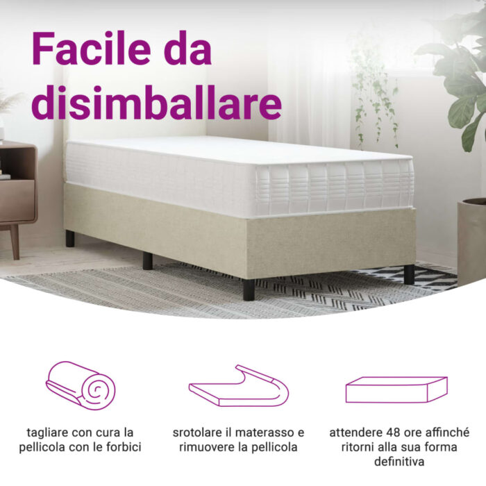 Matelas à ressorts ensachés dureté moyenne 90x200 cm – Image 7