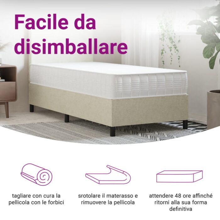 Matelas à ressorts ensachés dureté moyenne 70x200 cm – Image 7