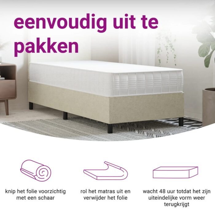 Matelas à ressorts ensachés dureté moyenne 70x200 cm – Image 8