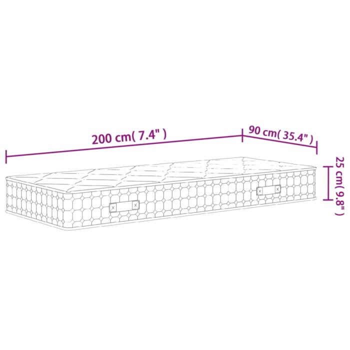 Matelas à ressorts ensachés dureté moyenne 90x200 cm – Image 6