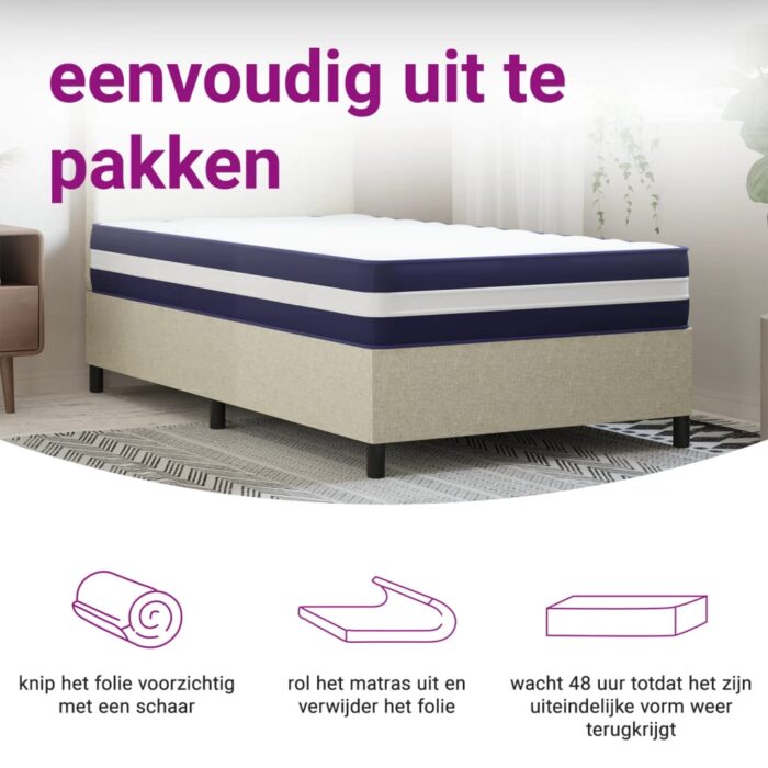 Matelas à ressorts ensachés dureté moyenne 80x200 cm – Image 8