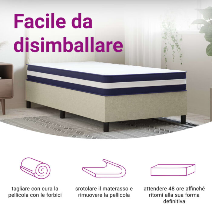 Matelas à ressorts ensachés dureté moyenne 90x190 cm – Image 8