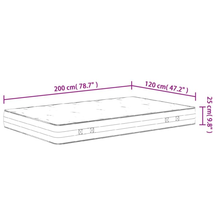 Matelas à ressorts ensachés dureté moyenne 120x200 cm – Image 6