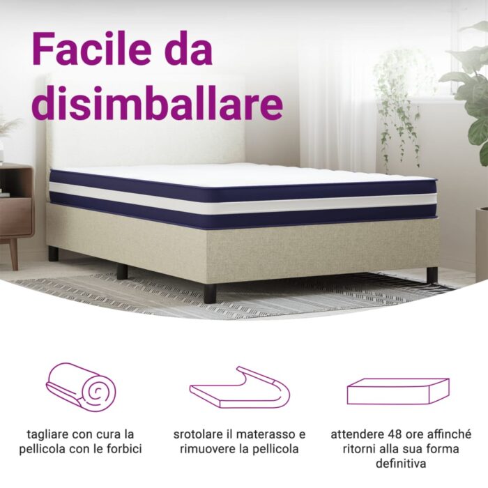 Matelas à ressorts ensachés dureté moyenne 120x200 cm – Image 7