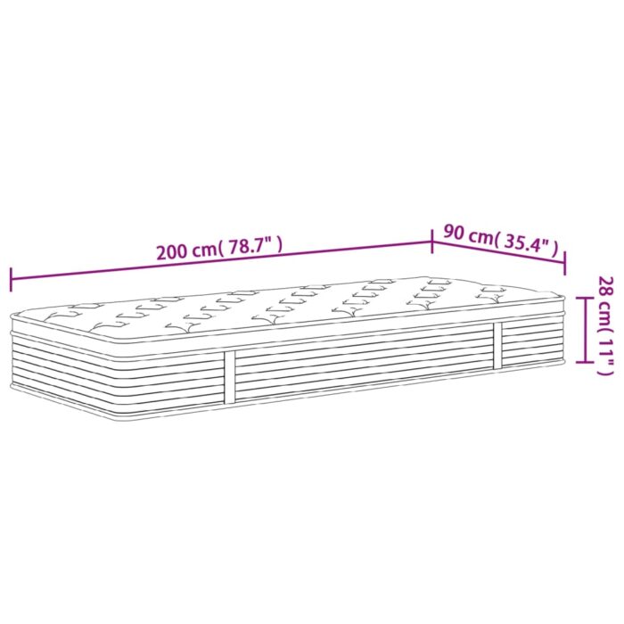 Matelas à ressorts ensachés moyen 90x200 cm – Image 6