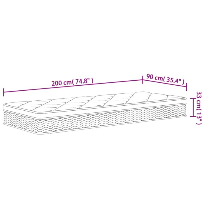 Matelas à ressorts ensachés moyen plus 90x200 cm – Image 8