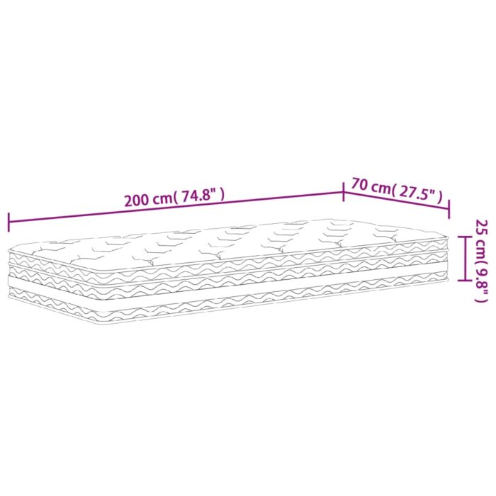 Matelas à ressorts ensachés moyen 70x200 cm – Image 6
