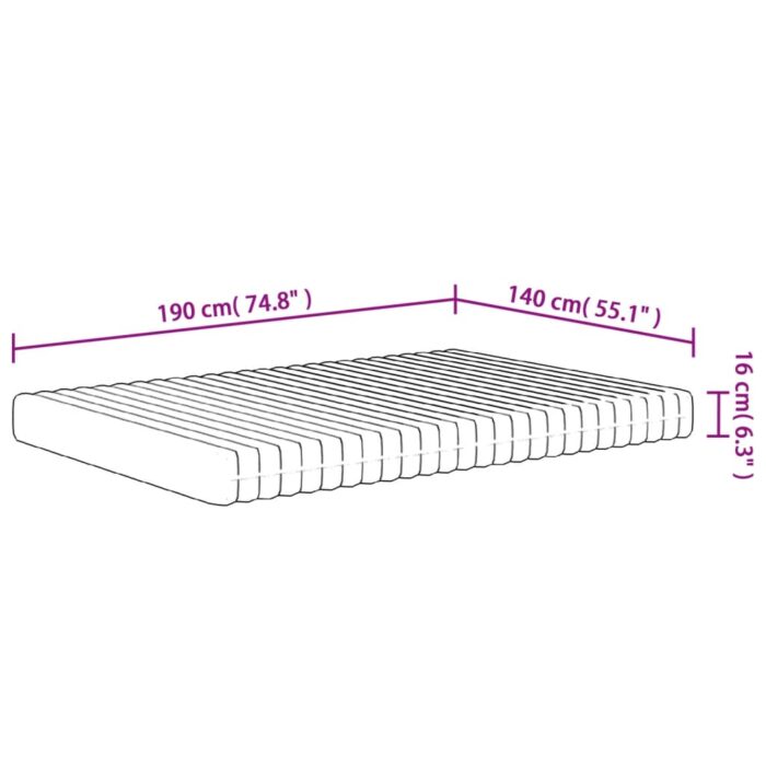 Matelas en mousse moyennement doux 140x190 cm – Image 6