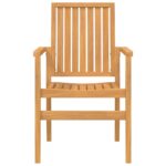 Chaises de jardin empilables lot de 4 56,5x57,5x91 cm bois teck – Image 2