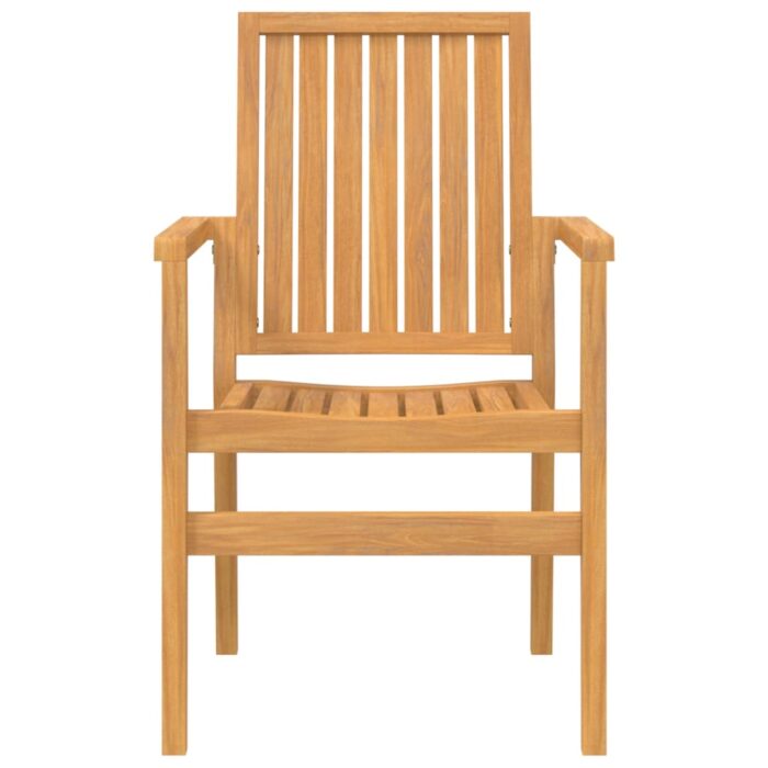 Chaises de jardin empilables lot de 4 56,5x57,5x91 cm bois teck – Image 2