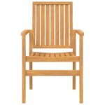 Chaises de jardin empilables lot de 6 56,5x57,5x91 cm bois teck – Image 2