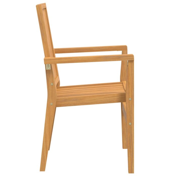 Chaises de jardin empilables lot de 6 56,5x57,5x91 cm bois teck – Image 3