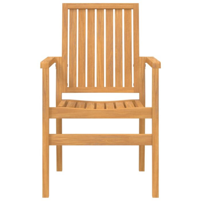 Chaises de jardin empilables lot de 8 56,5x57,5x91 cm bois teck – Image 2