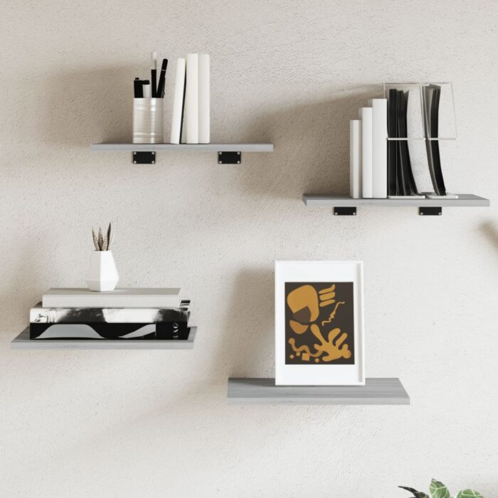 Étagères murales 4 pcs sonoma gris 40x30x1,5 cm bois ingénierie – Image 1