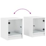 Table de chevet avec porte en verre blanc 35x37x42 cm – Image 7