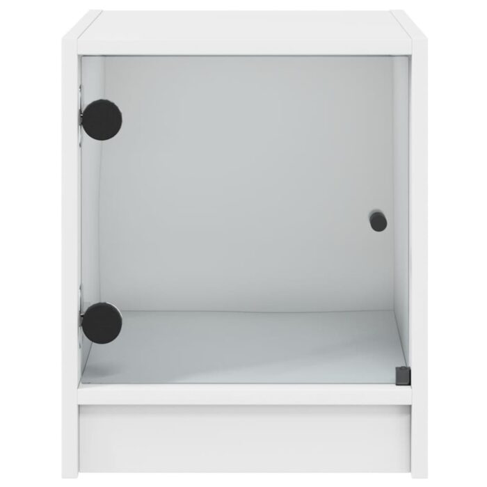 Tables de chevet avec portes en verre 2 pcs blanc 35x37x42 cm – Image 5